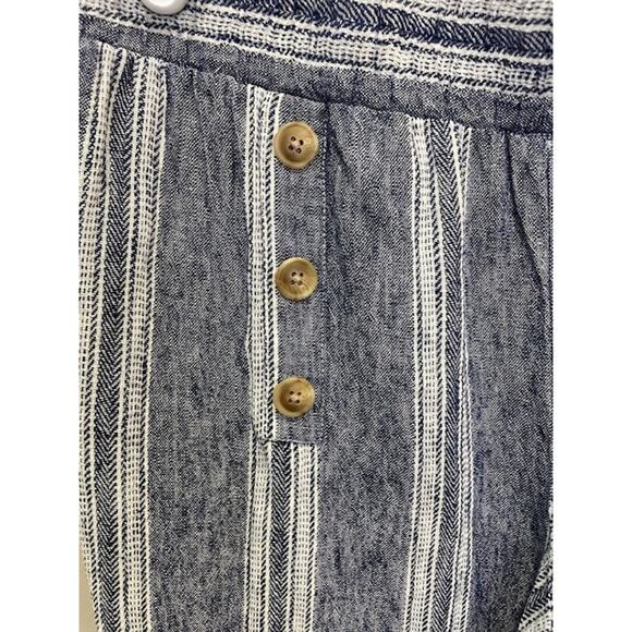 Marissa Olivia Womens Blue White Wide Leg Linen Blend Pants Large - Picture 7 of 7